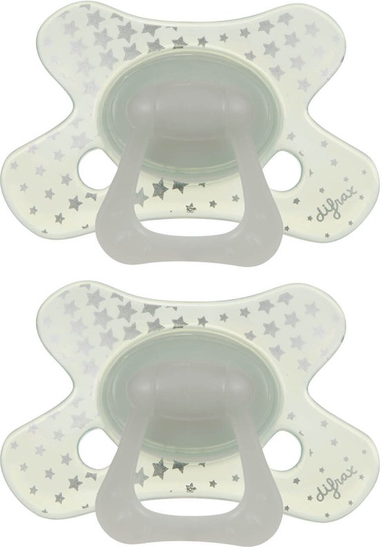 Difrax - Dental Fopspeen - 12+ Maanden - Glow in the Dark Orthodontische Speen- 2 st. van Difrax