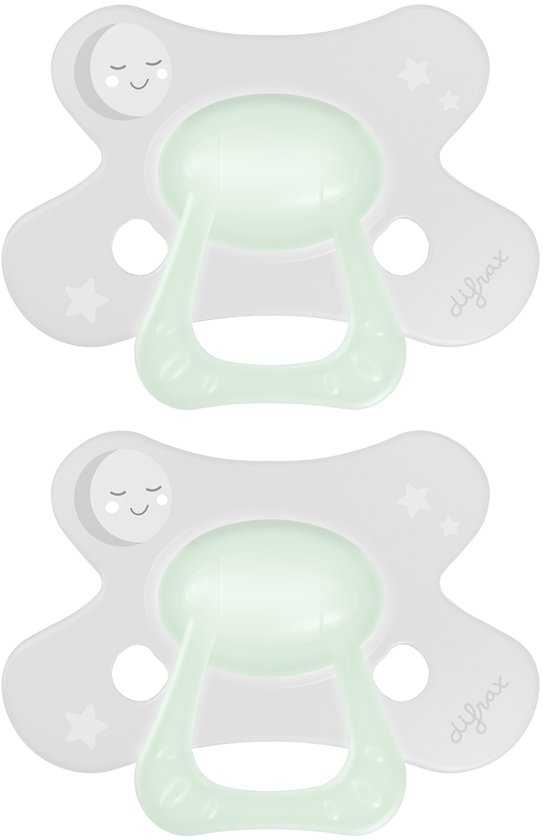 Difrax - Dental Fopspeen - 18+ Maanden - Glow in the Dark Orthodontische Speen - 2 st. van Merkloos