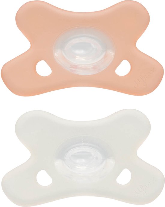 Difrax Fopspeen - Natural - 0/6 maanden - Siliconen - White/Pink - 2 Stuks van Difrax