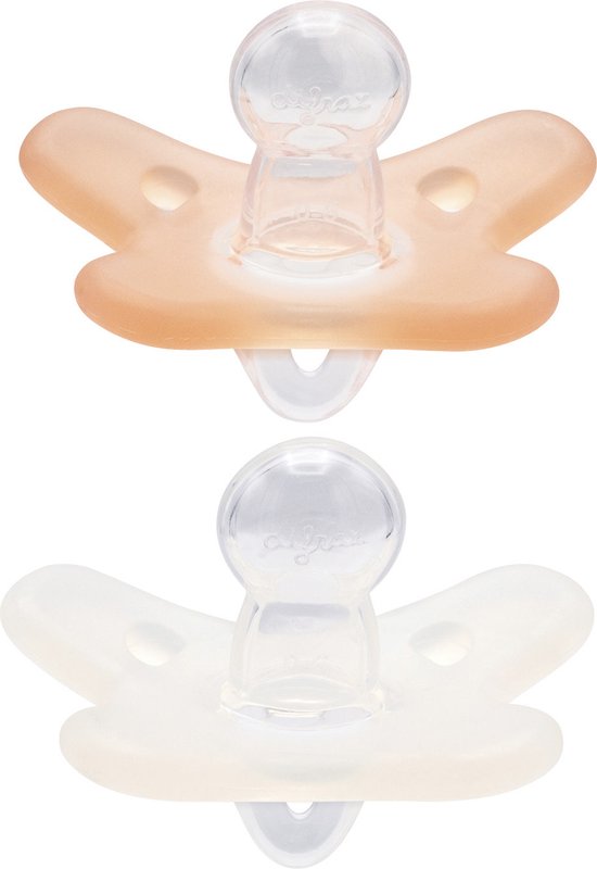 Difrax Fopspeen - Natural - 6/12 maanden - Siliconen - Raspberry/Caramel - 2 stuks van Difrax