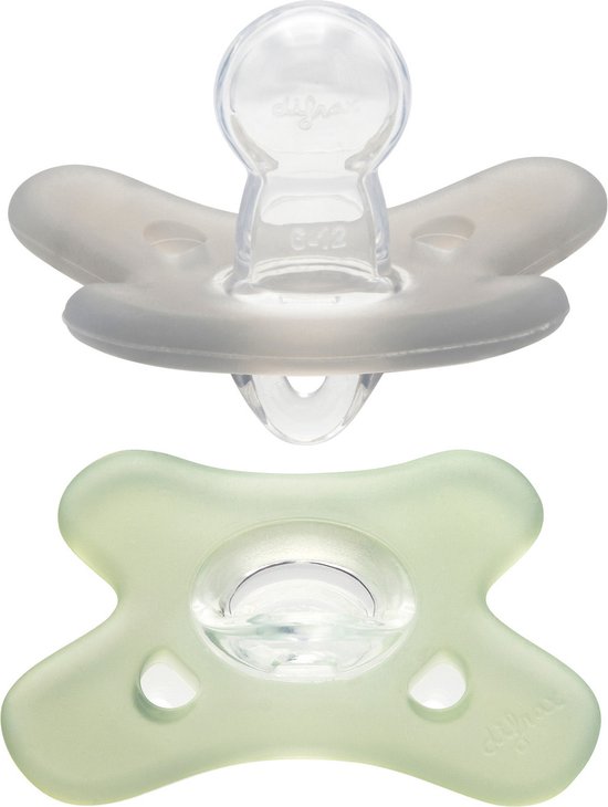 Difrax Fopspeen - Natural - 6/12 maanden - Siliconen - Stone/Sage - 2 Stuks van Difrax