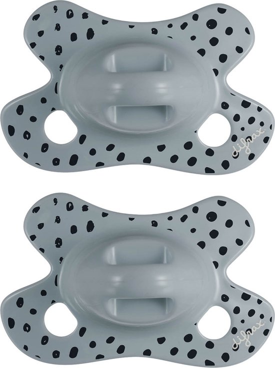Difrax Fopspeen Natural - Newborn - Grijs - 2 Stuks