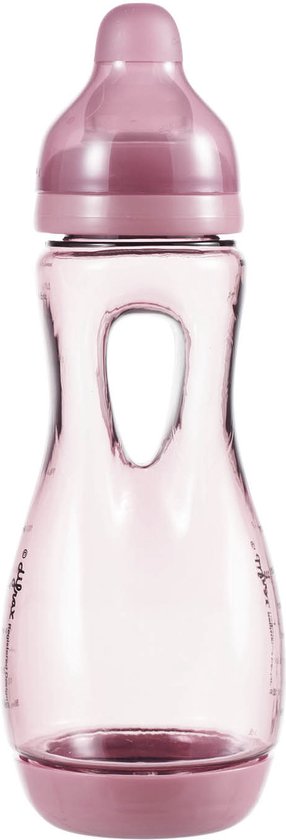 Difrax Handgreep Babyfles 240 ml Natural - Anti-Colic – Roze – 1 stuk van Difrax