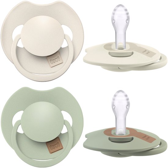 Difrax LOVI Dynamische Fopspeen 0 tot 6 Maanden - Beige & Lichtgroen - 2 Stuks van Merkloos