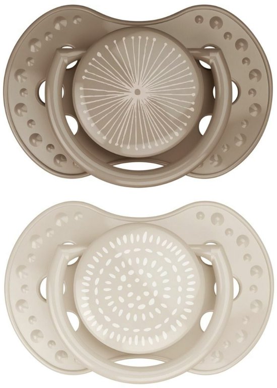 Difrax LOVI Dynamische Fopspeen 18+ Maanden - Beige & Blauw - 2 Stuks, Siliconen Speen, Gemakkelijk te Accepteren van Merkloos