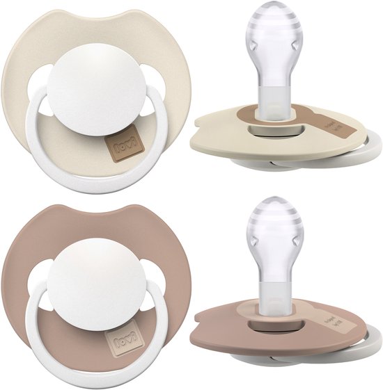 Difrax LOVI Dynamische Fopspeen - 18+ Maanden - Glow in the Dark, Beige & Lichtbruin - Hoogwaardig Siliconen, Smaak- en geurvrij van Difrax