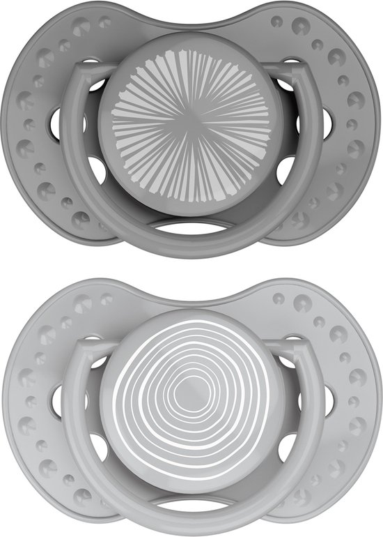 Difrax LOVI Dynamische Fopspeen 18+ Maanden - Grijs - 2 Stuks, Siliconen Speen, Gemakkelijk te Accepteren van Difrax