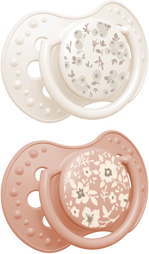 Difrax LOVI Dynamische Fopspeen - 6 tot 18 Maanden - Blossom - Wit & Oranje - 2 Stuks van Difrax