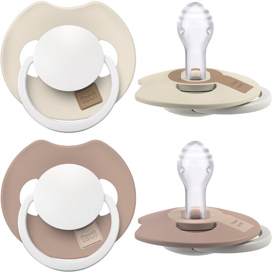 Difrax LOVI Dynamische Fopspeen - 6 tot 18 Maanden - Glow in the Dark, Beige & Lichtbruin - Hoogwaardig Siliconen, Smaak- en geurvrij van Difrax