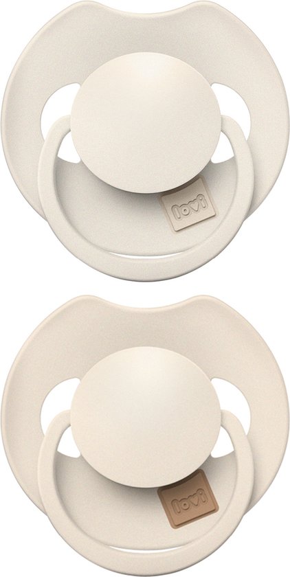 Difrax LOVI Dynamische Fopspeen 6 tot 18 Maanden - Lichtbeige & Creme - 2 Stuks van Difrax