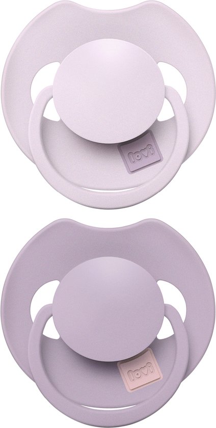 Difrax LOVI Dynamische Fopspeen 6 tot 18 Maanden - Lichtroze & Paars - 2 Stuks van Difrax