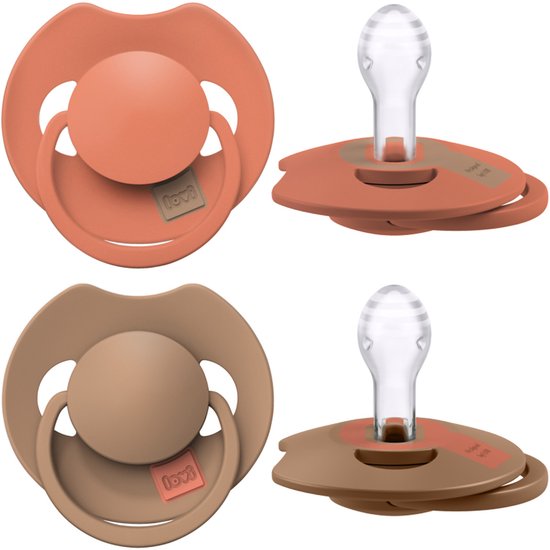 Difrax LOVI Dynamische Fopspeen 6 tot 18 Maanden - Oranje & Bruin - 2 Stuks van Difrax