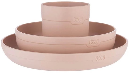 Difrax LOVI Eetset met Beker - Roze - Vrij van melamine en BPA van Merkloos
