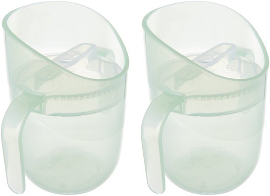 Difrax LOVI Genius Oefenbeker - Groen - 2 Stuks - Slow-flow inzetstuk & ergonomische rand, bevordert spraakontwikkeling, 130/150 ml van Difrax