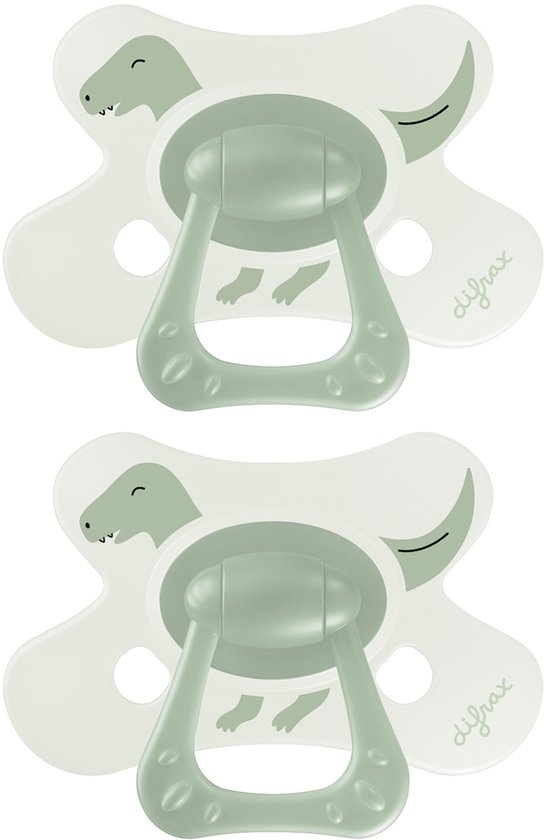 Difrax Natural Fopspeen - 18+ Maanden - Groen met Dinoprint van Difrax