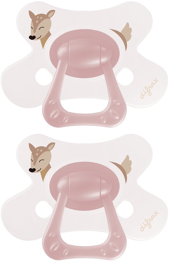 Difrax Natural Fopspeen - 18+ Maanden - Roze Hertenprint van Difrax