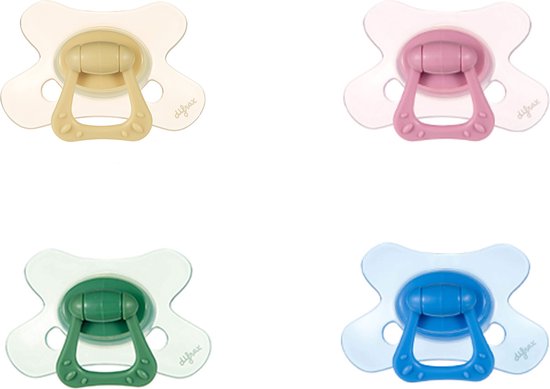 Difrax - Natural Fopspeen - 20+ Maanden - Geel/Roze/Groen/Blauw Spenen - 4 st. van Difrax