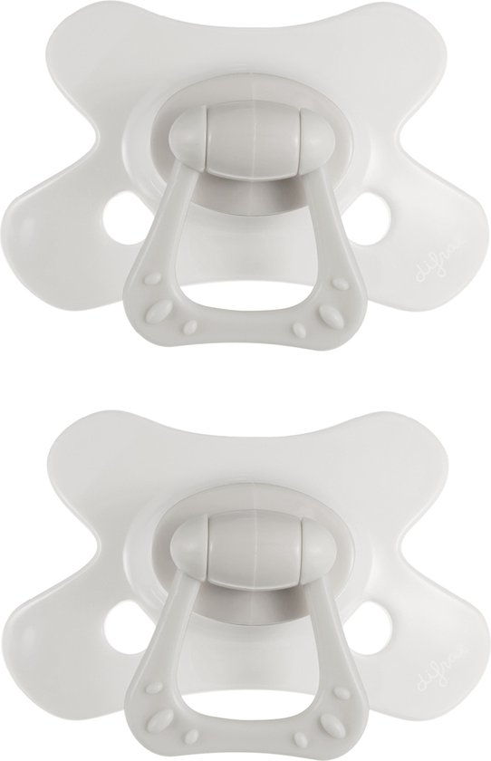 Difrax - Natural Fopspeen - 6+ maanden - Grijs - 2 Stuks van Difrax