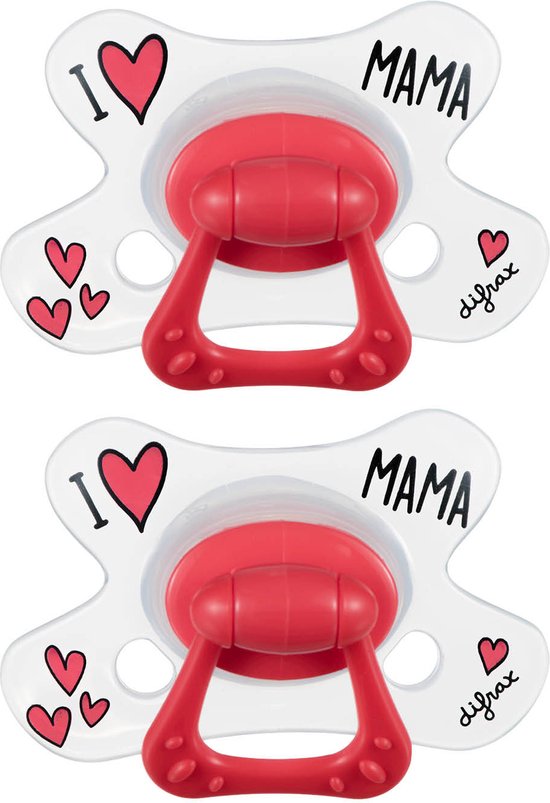 Difrax - Natural Fopspeen - 6+ Maanden - I Love Mama Speen - 2 st. van Difrax