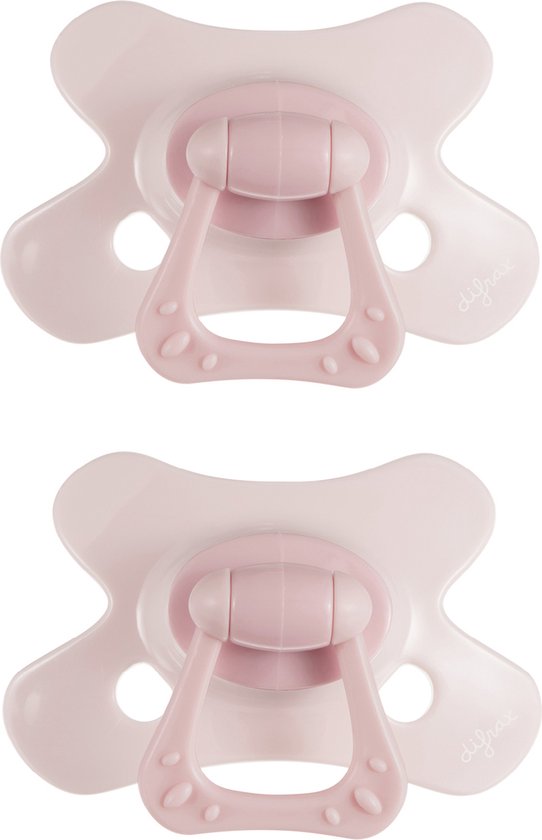 Difrax Natural Fopspeen 6+ Maanden - Roze - 2 Stuks, Siliconen Speen, Gemakkelijk te Accepteren van Difrax