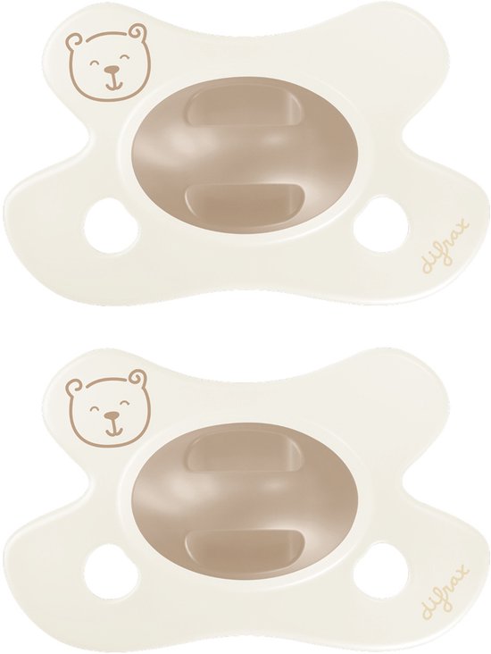 Difrax Natural Fopspeen - Newborn - Bruin met Beerprint van Difrax