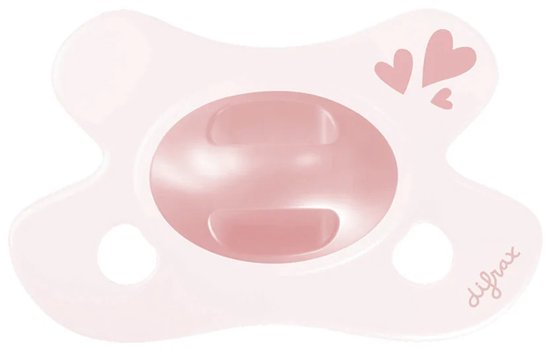 Difrax Natural Fopspeen - Newborn - Soft Pink Hearts van Difrax