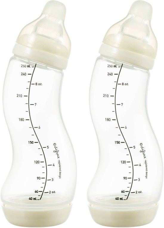 Difrax Natural S-Babyfles - 250 ml - Crème - 2 Stuks - Anti Colic van Merkloos