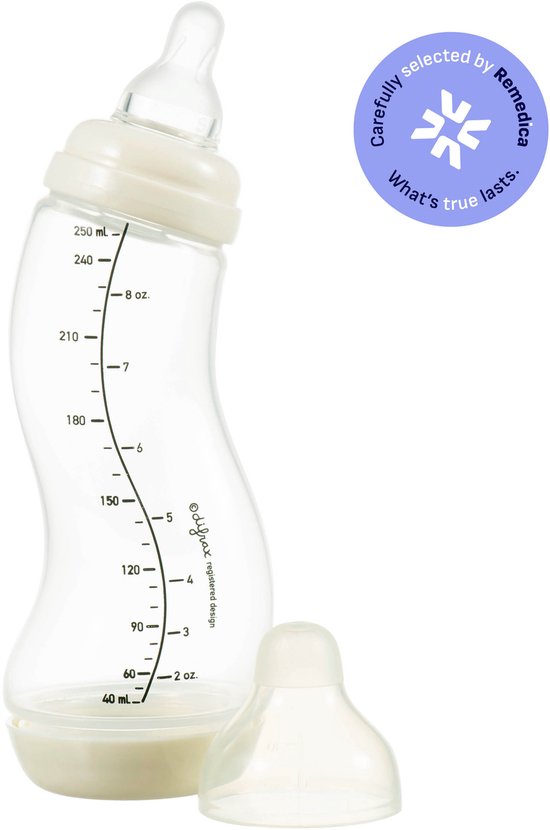 Difrax Natural S-Babyfles - 250 ml - Crème - Anti Colic van Merkloos