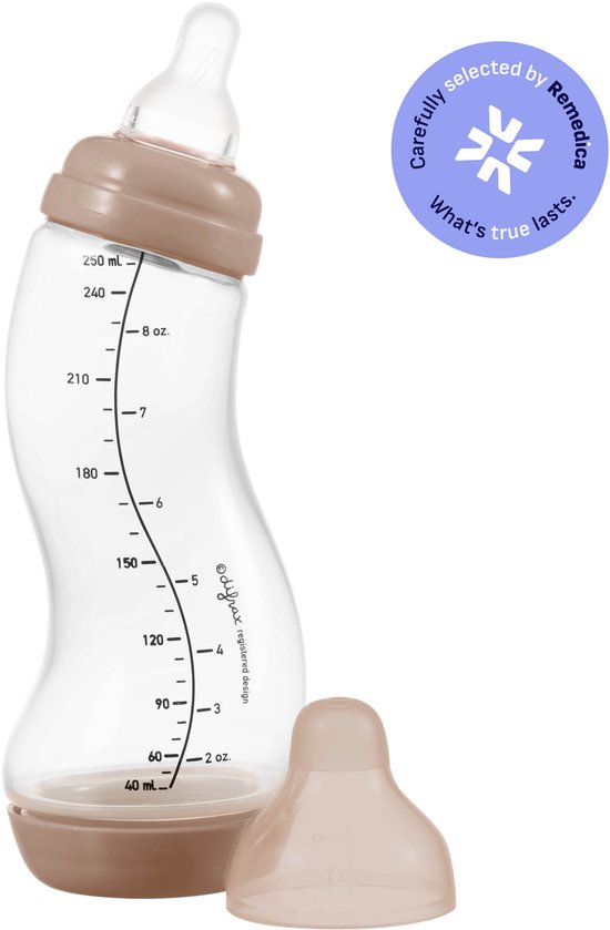 Difrax Natural S-Babyfles - 250 ml - Koffiebruin - Anti Colic van Merkloos