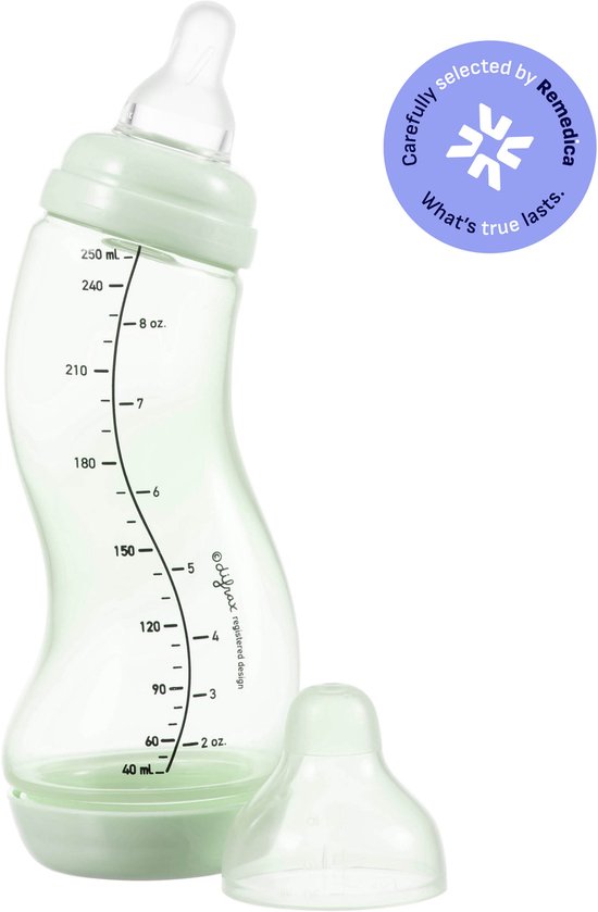 Difrax Natural S-Babyfles - 250 ml - Lichtgroen - Anti Colic van Difrax