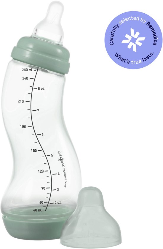 Difrax Natural S-Babyfles - 250 ml - Saliegroen - Anti Colic van Difrax