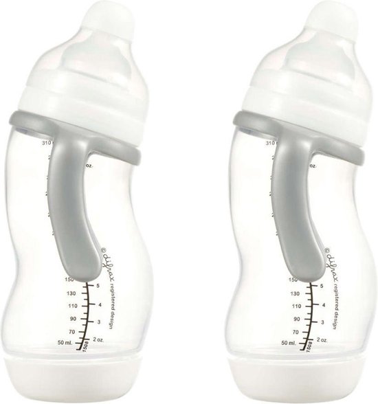 Difrax Papfles XL 310 ml Wide - S-fles - Anti-Colic - 9+ maanden - Wit - 2 stuks van Difrax