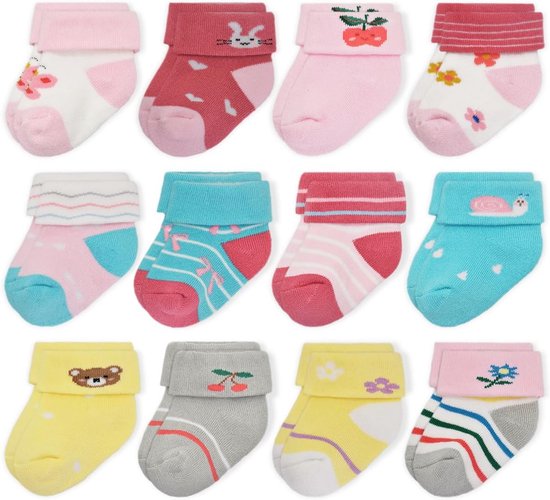 Dikke Babysokken voor Meisjes en Jongens – Warme en Schattige Sokken voor Pasgeborenen en Peuters – 12 Paar Thermische Sokken 0-3 Jaar van Merkloos