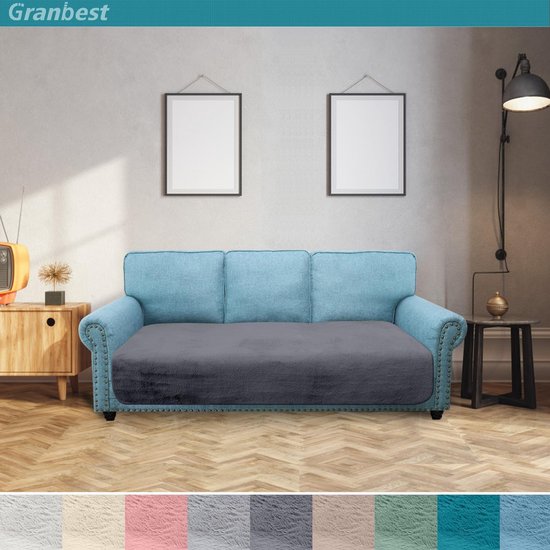 Dikke kussenhoezen voor de zitkussens van de bank, vergelijkbaar met konijnenbont, stijlvolle pluche hoezen van 750GSM voor een 3-zitsbank, antislip grote kussenhoezen voor huisdieren, honden (3-zits, grijs). van Easy-Going