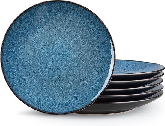 Dinerbord 6-delig, rond dinerbord Ø27,4cm gemaakt van steengoed, platte bordenset in een eenvoudige kleur, geschikt voor magnetron en vaatwasser, beste cadeau van Quasar & Co.