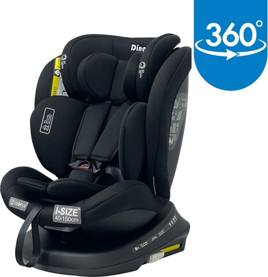 Ding Aiden Autostoel - Zwart - 360° Draaibare Isofix Autostoel - i-Size - Vanaf 40 tot 150cm - 0 tot 12 jaar van DING.