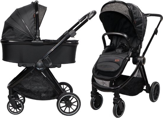 Ding Fenix Black/Black Kinderwagen DI-191701 van DING.