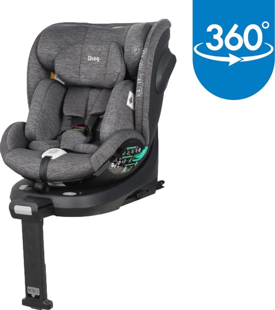 Ding Fynn Autostoel - Grijs - 360° Draaibare Isofix Autostoel - i-Size - Vanaf 40 tot 150cm - 0 tot 12 jaar van DING.
