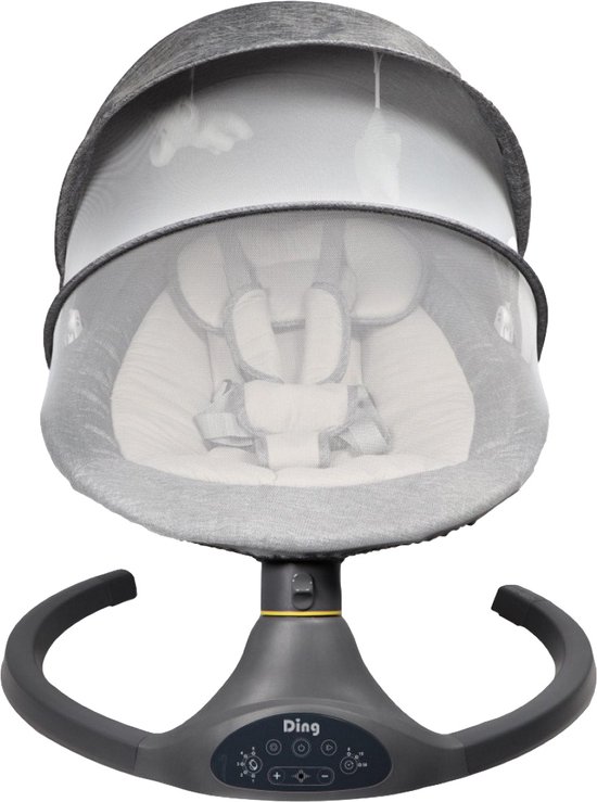 Ding Hugg Swing Babyschommel - Grijs - Draaibare babyswing - Met Muziek en Bluetooth van DING.
