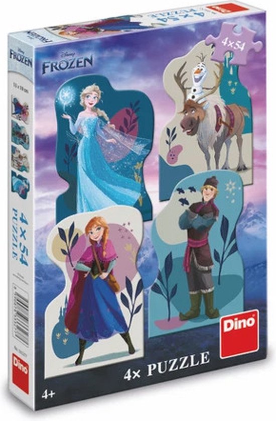 Dino puzzel van Disney Frozen, 4 x 54 stukjes van Dino.