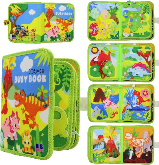 Dinosaurus Busy Board Montessori Speelgoed - Montessori activiteitenboek - Sinterklaas cadeautjes Educatief speelgoed meisjes Motoriek Speelgoed voor in de auto - Peuter speelgoed Kinderspeelgoed 1 jaar 2 jaar 3 jaar Jongens speelgoed 4 jaar 5 jaar van Merkloos