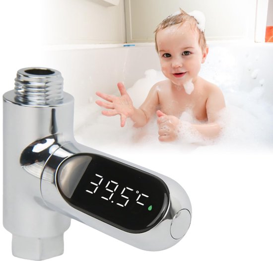 Directe temperatuurweergave van de douchetemperatuur met thermometer, douchetimer, 360° draaibaar scherm en LED-watermeter. Nieuwe digitale watermeter, geschikt voor baby's, kinderen, gezinnen, badkamers en keukens. van JONLY.