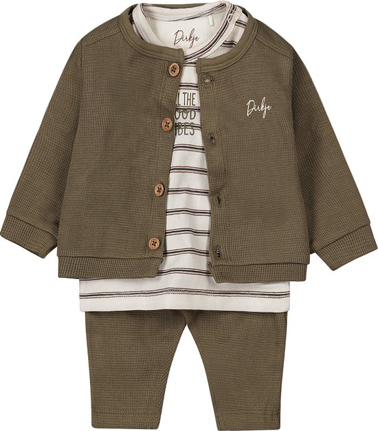 Dirkje - NOOS BOYS - Kledingset - 3delig - Vest - Broek - Shirt - Faded Green - Maat 56 van Merkloos