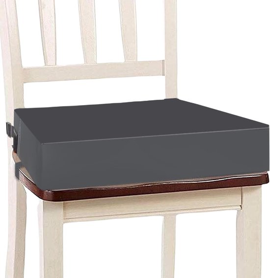 Dismountable en draagbare kinderstoelverhoger van PU-leer met veiligheidsgordel voor aan tafel (Donkergrijs) - Ideaal voor kinderen, eetkameraccessoire, comfortabel en veilig van Merkloos