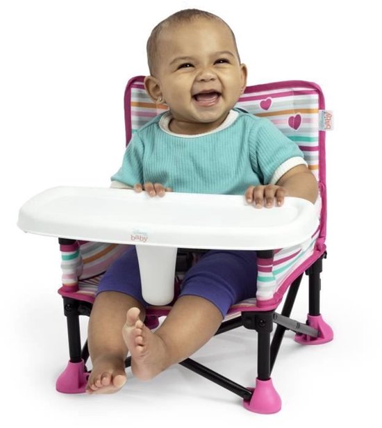 DISNEY BABY Minnie Mouse stoelverhoger - Pop 'n Sit Booster - Binnen, buiten, praktisch en compact, snel opvouwbaar - Roze