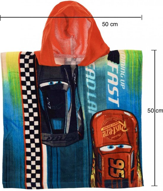 Disney Cars Poncho / Badponcho - 100% katoen - One Size (50x100 cm) - ±2-6 jaar van Disney