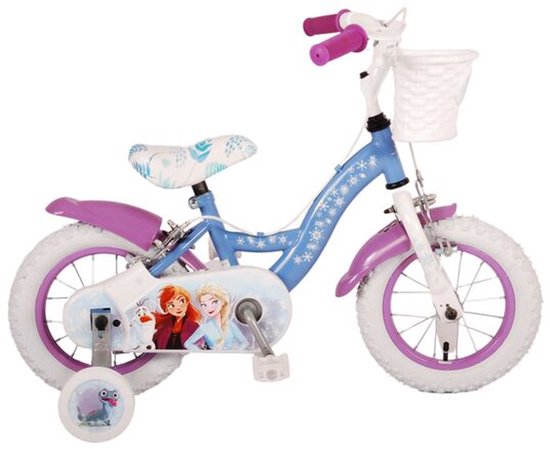Disney Frozen 2 Kinderfiets - Meisjes - 12 inch - Blauw/Paars - Twee handremmen van Volare