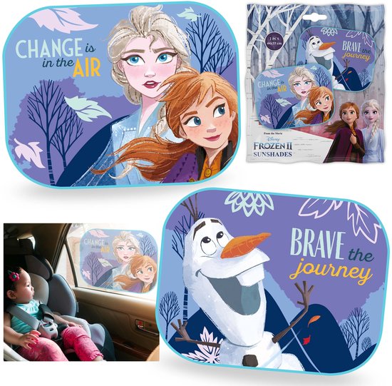 DISNEY Frozen Zonnescherm BESCHERMING TEGEN DE ZON auto, rubberen zuignappen SET 2 stuks van Merkloos
