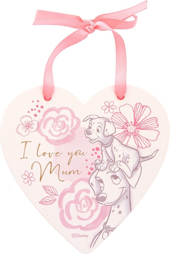 Disney - hart hanger - 101 Dalmatiërs "I LOVE YOU MUM" - 16 cm - Plaquette - Baby Gift - Baby kado - Doop - Baby shower - Kraam Cadeau van Disney