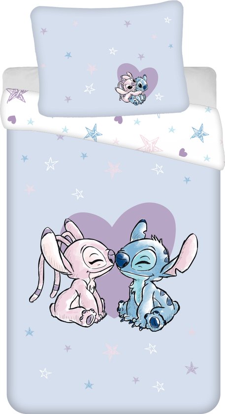 Disney - Lilo & Stitch - Dekbedovertrek - Hart - Eenpersoons - 140 x 200 + 70 x 90 cm - Katoen van Disney